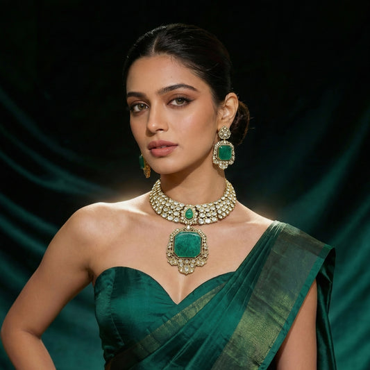 Mint Polki Choker & Earrings Set