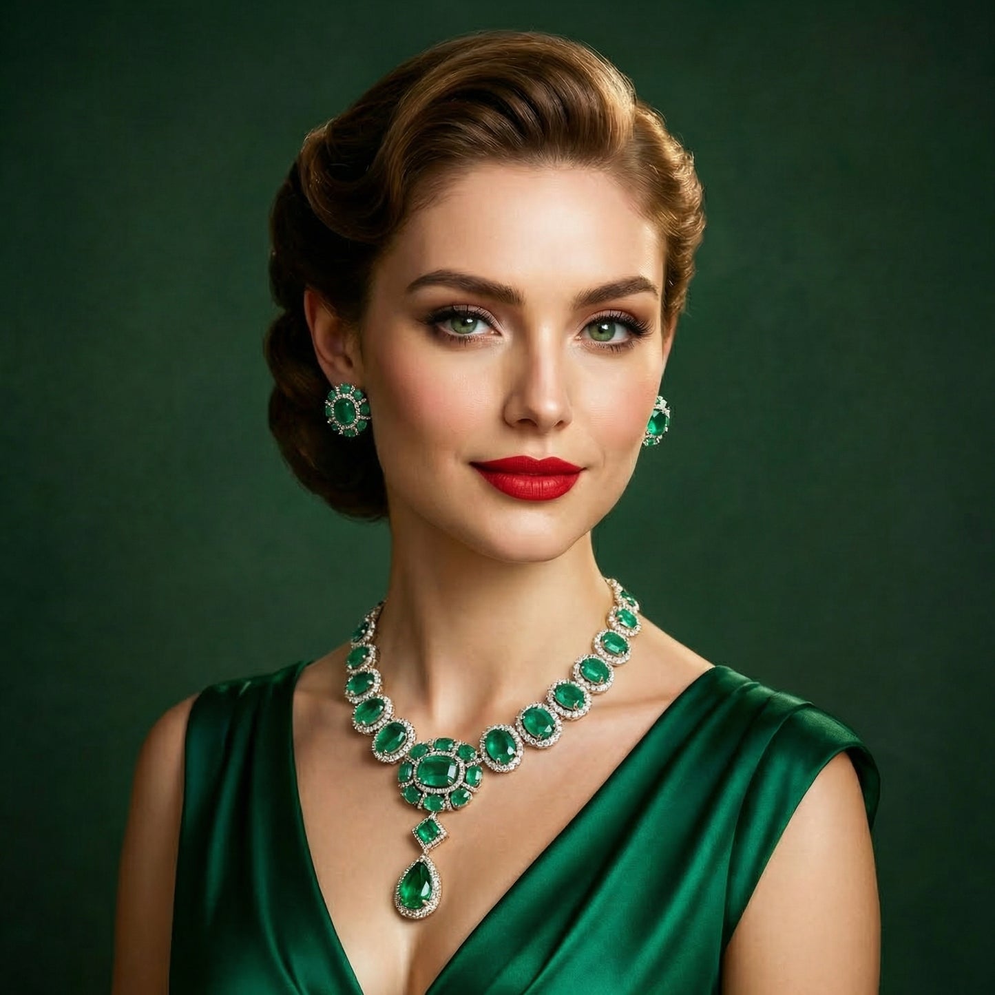 Emerald Constellation Graduated Necklace & Earrings Set