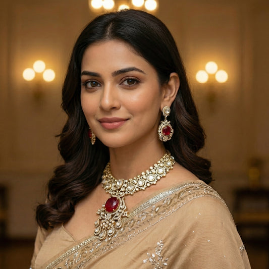 Ruby Polki Mughal Bridal Choker Set