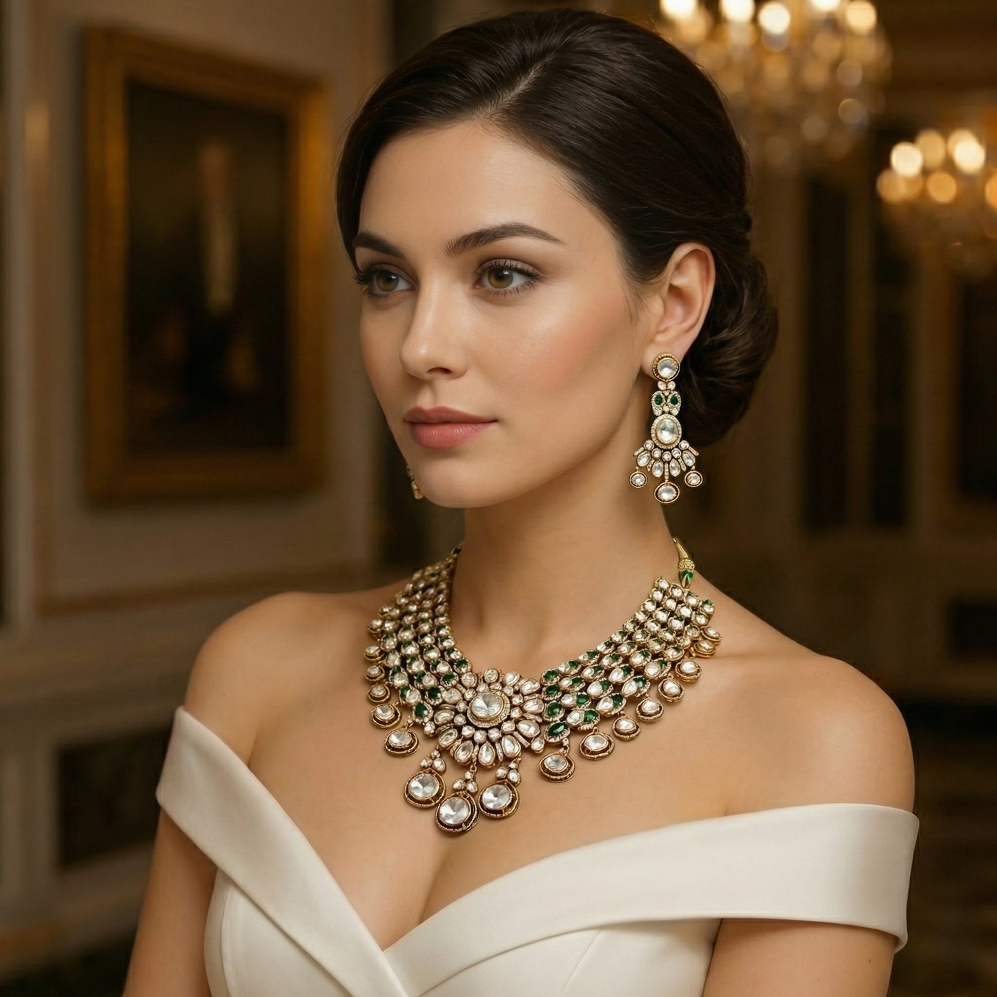 Polki Grand Bridal Choker Necklace Set