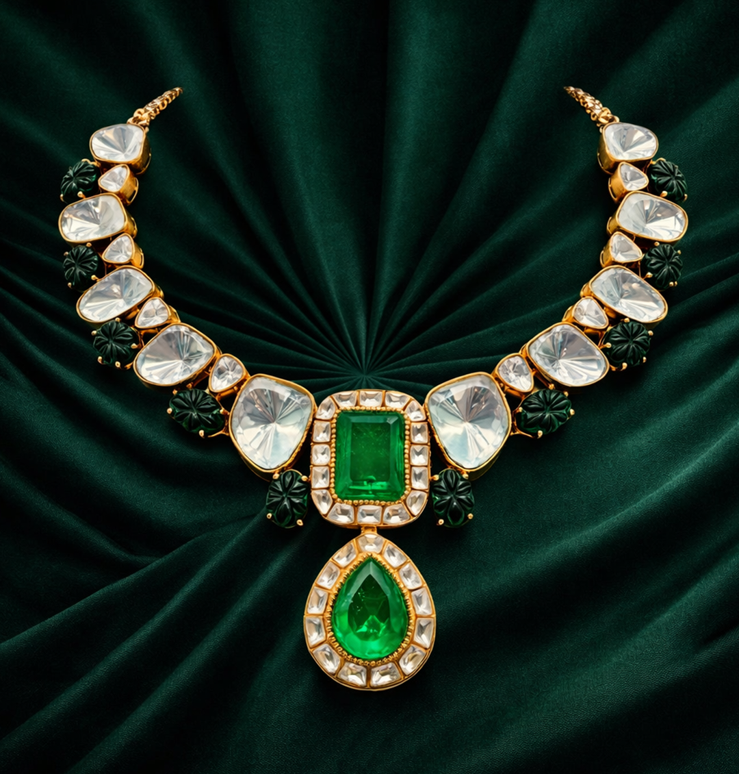 22C Orginal Gold Platting Emerald Royale Heirloom Necklace Set