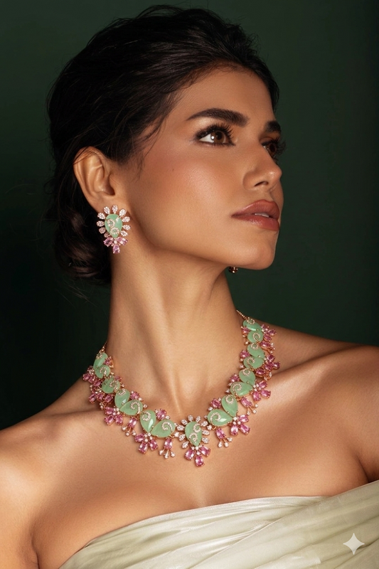 Emerald Blush Luxe Crystal Necklace Set