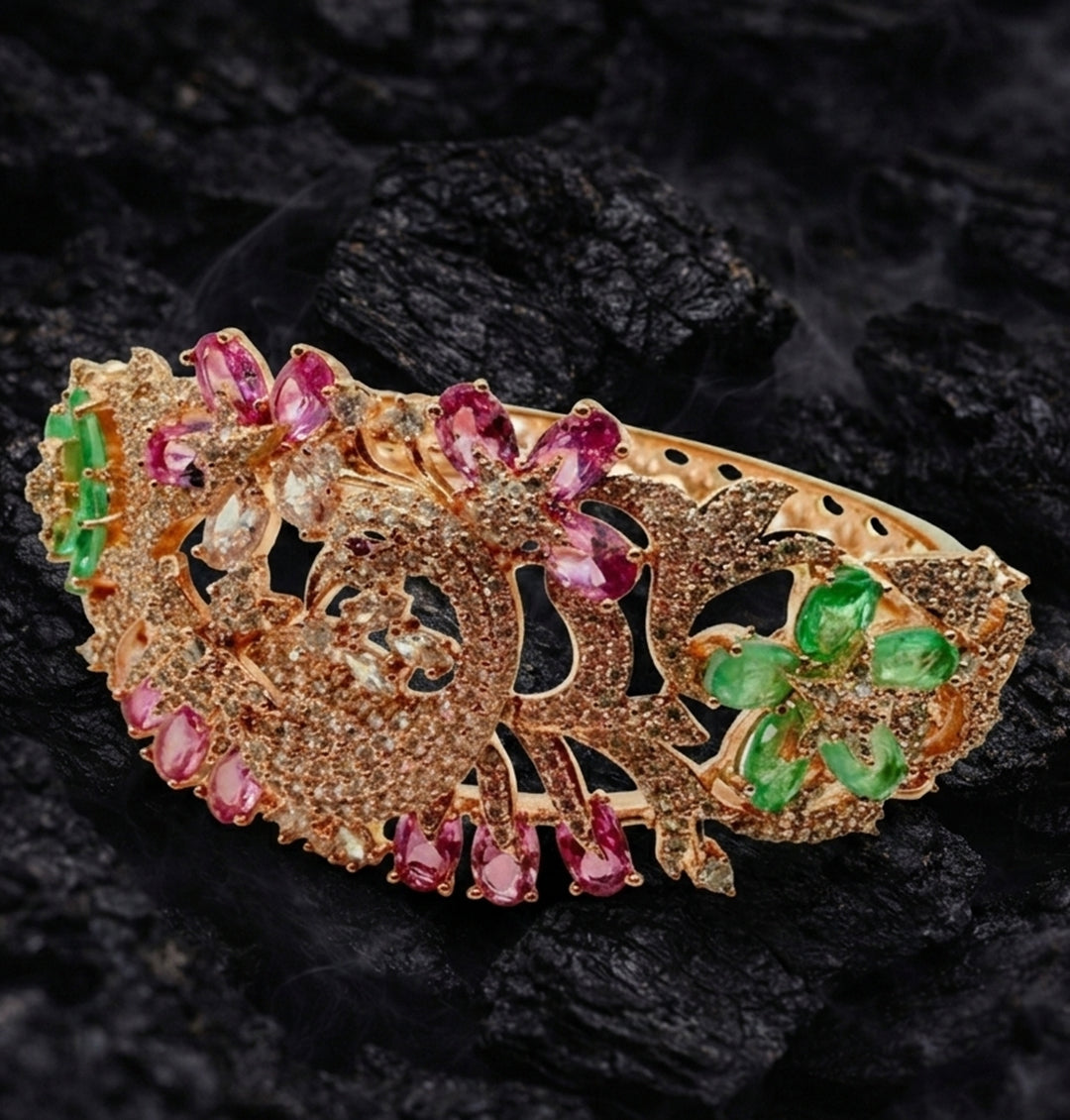 Emerald Royale Couture Gold Statement Bracelet