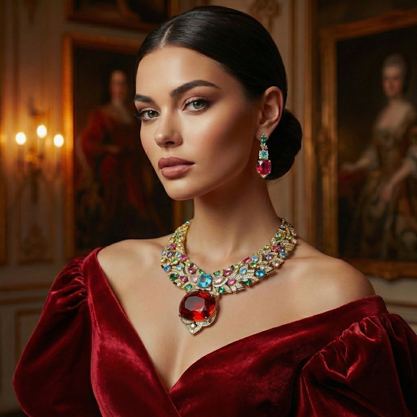 Fire Opal Spectrum Couture Jewellery Set