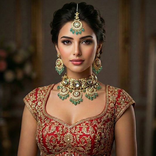 Emerald Polki Enamel Bridal Heritage Set
