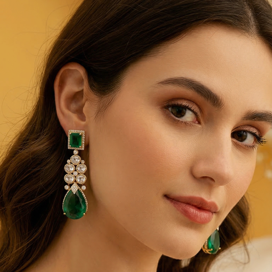 Emerald Cascade Drop Earrings