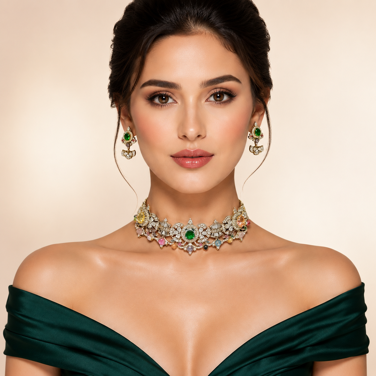 Queen's Emerald Statement Crown Set
