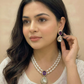 Royal Purple Pearl & Amethyst Polki Necklace & Earrings Set