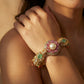 Pearl Ruby Emerald Floral Gold Bracelet