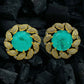 Paraiba Emerald Diamond Leaf Gold Studs