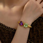 Amethyst Peridot Toi Et Moi Gold Bracelet