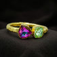 Amethyst Peridot Toi Et Moi Gold Bracelet