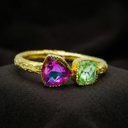 Amethyst Peridot Toi Et Moi Gold Bracelet