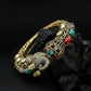 Elephant Head Multicolour Diamond Gold Bangle