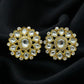 Polki Diamond Floral Gold Stud Earrings