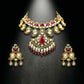 22 C GOLD PLATING Ruby Blossom Polki Chandelier Necklace & Earrings Set