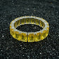 Citrine Emerald Cut Silver Tennis Bangle