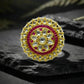 Ruby Polki Pearl Floral Gold Ring