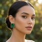 Emerald Slab Diamond Pavé Gold Studs