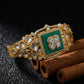Malachite Polki Diamond Floral Gold Bangle