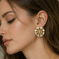 Polki Moonstone Floral Gold Stud Earrings