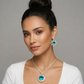 Blue Topaz Diamond Tennis Necklace Set