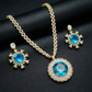 Blue Topaz Diamond Tennis Necklace Set