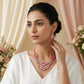 Pink Tourmaline Emerald Cut Gold Necklace Set