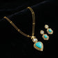 Turquoise Polki Fleur-de-Lis Gold Set