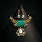 Emerald Slab Polki Morganite Gold Choker Set