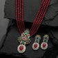 Crimson Vine Multi-Gemstone Long Necklace & Earrings Set