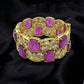 Purple Cushion Polki Floral Gold Bangle