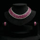 Ruby Baguette Diamond Silver Choker Set