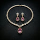 Pink Tourmaline Marquise Diamond Gold Set