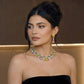 Pink Tourmaline Citrine Enamel Gold Necklace Set