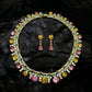 Pink Tourmaline Citrine Enamel Gold Necklace Set