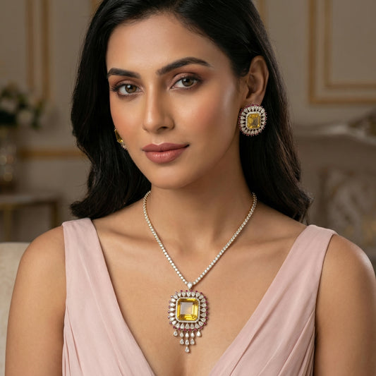 Citrine Ruby Polki Diamond Tennis Set