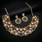 22 C GOLD PLATING Emerald Polki Circular Diamond Choker Set