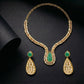 22 C GOLD PLATING Emerald Pear Polki Gold Necklace Set
