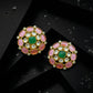 Pink Tourmaline Emerald Polki Gold Studs