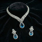Blue Topaz Diamond Pavé Teardrop Necklace Set