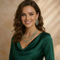 Emerald Polki Diamond Fringe Necklace Set