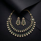 Emerald Polki Diamond Fringe Necklace Set