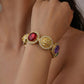 Multicolour Lion Medallion Gold Bangle