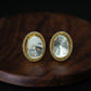 Oval Polki Diamond Halo Gold Stud Earrings