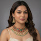 Emerald Ruby Polki Pearl Choker Gold Necklace Set