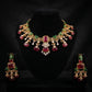 Ruby Emerald Diamond Drop Gold Necklace Set