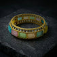 Pastel Carved Gemstone Polki Gold Bangle