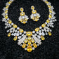 Yellow Sapphire Diamond Bib Silver Necklace Set