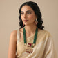 Ruby Emerald Polki Peacock Bead Gold Necklace Set